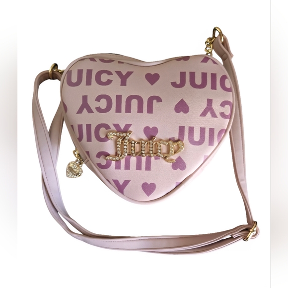 Juicy Couture Handbags - Juicy Couture Pink Heart Crossbody Bag with Gold Accents